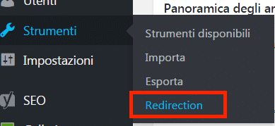 Strumenti - Redirection per effettuare i redirect 301