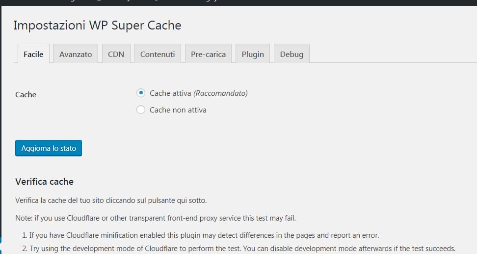 WP Super Cache un plugin per la cache