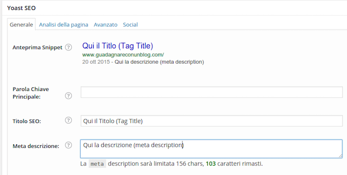 utilizzare Yoast per inserire title e meta in un post di WordPress